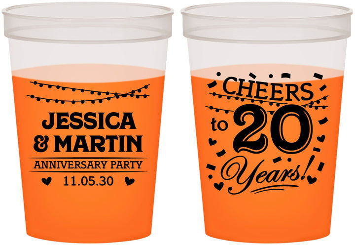 Custom Anniversary 16 oz Color Changing Cups - Cheers To 20 Years | 80011