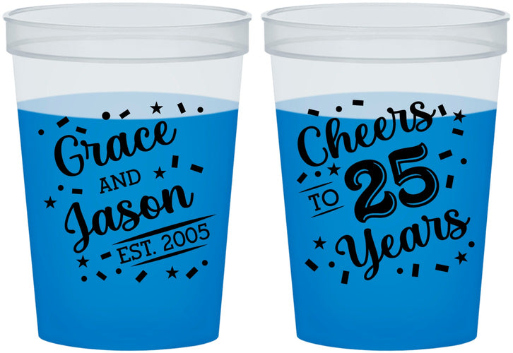 Custom Anniversary 16 oz Color Changing Cups - Cheers To 25 Years | 80012