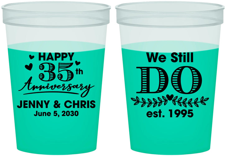 Custom Anniversary 16 oz Color Changing Cups - 35th Wedding | 80014