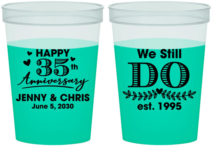 Custom Anniversary 16 oz Color Changing Cups - 35th Wedding | 80014
