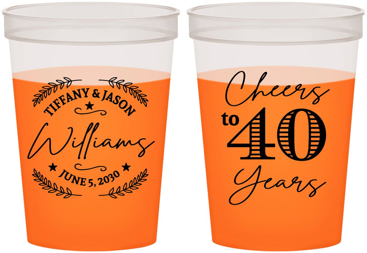 Custom Anniversary 16 oz Color Changing Cups - Cheers To 40 Years | 80015