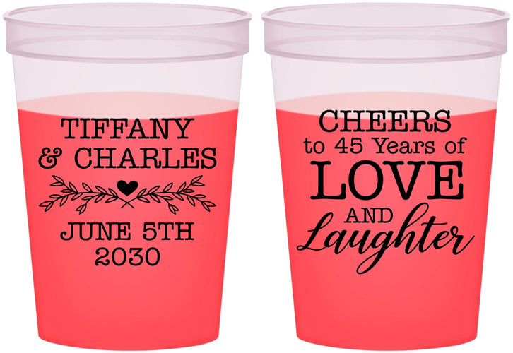 Custom Anniversary 16 oz Color Changing Cups - Cheers To 45 Years | 80016