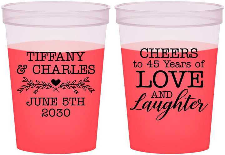 Custom Anniversary 16 oz Color Changing Cups - Cheers To 45 Years | 80016