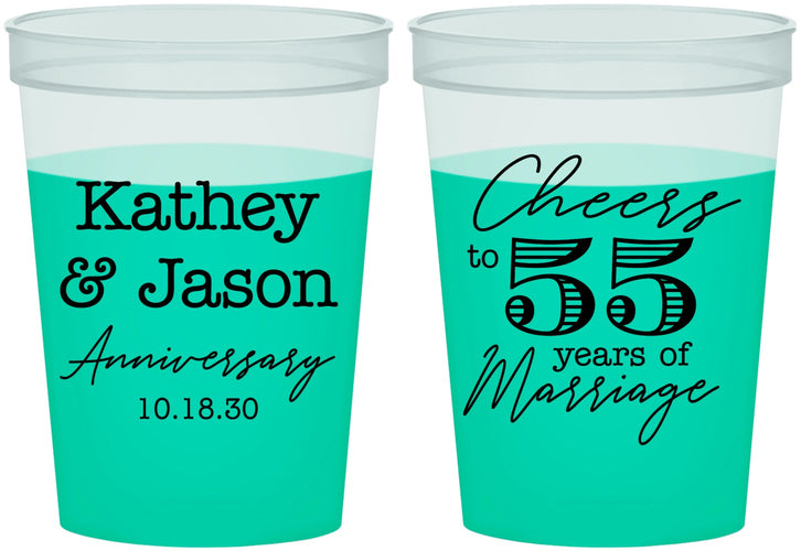 Custom Anniversary 16 oz Color Changing Cups - Cheers To 55 Years | 80018