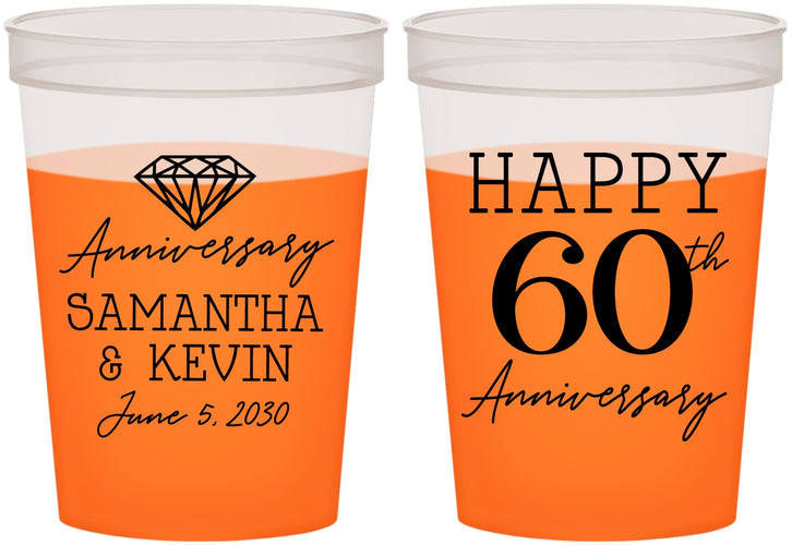 Custom Anniversary 16 oz Color Changing Cups - 60th Wedding | 80019