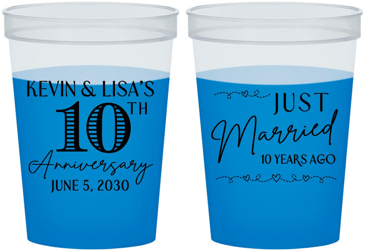 Custom Anniversary 16 oz Color Changing Cups - 10 Years Down | 80020