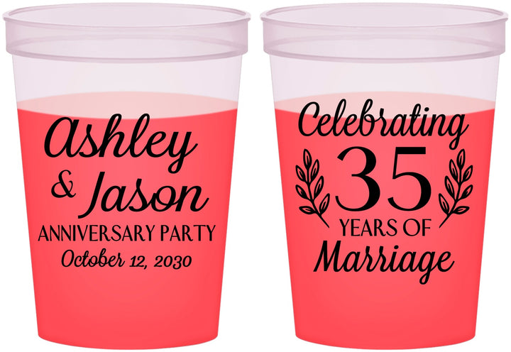 Custom Anniversary 16 oz Color Changing Cups - 35 Years Of Marriage | 80024