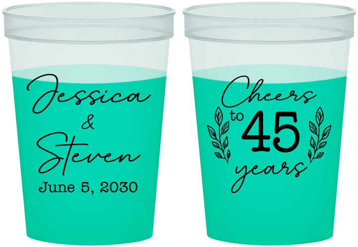 Custom Anniversary 16 oz Color Changing Cups - Cheers To 45 Years | 80026