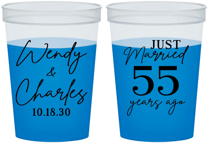 Custom Anniversary 16 oz Color Changing Cups - Just Married 55 Years Ago | 80028