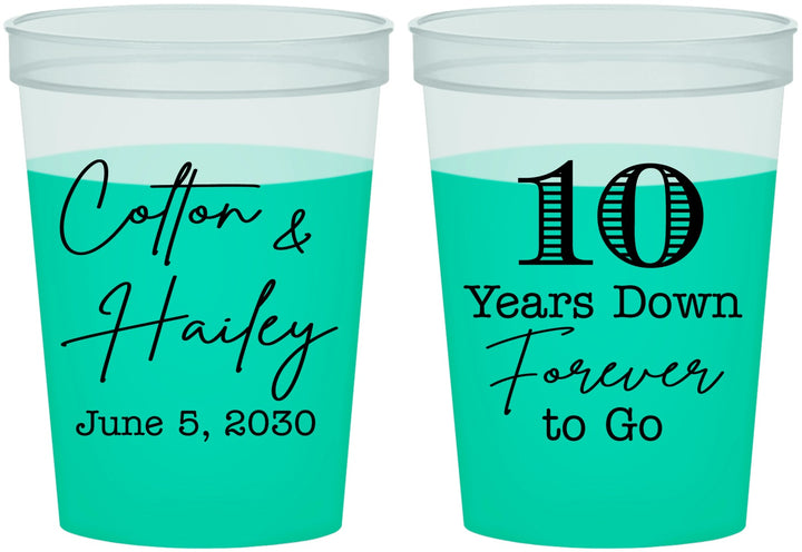 Custom Anniversary 16 oz Color Changing Cups - Just Married 10 Years Ago | 80030