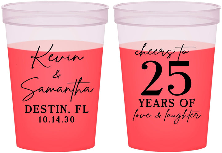 Custom Anniversary 16 oz Color Changing Cups - 25 Years Of Marriage | 80032