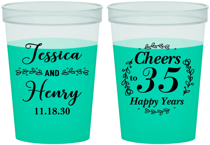 Custom Anniversary 16 oz Color Changing Cups - Cheers To 35 Years | 80034