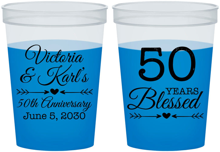 Custom Anniversary 16 oz Color Changing Cups - 50 Years Blessed | 80037
