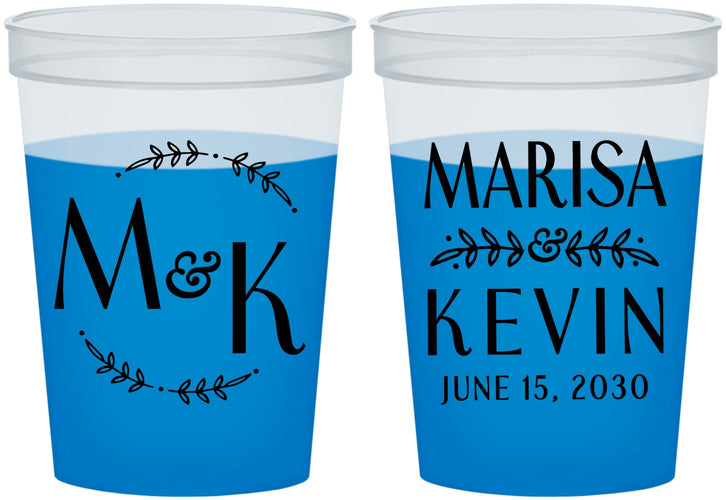 Custom Wedding 16 oz Color Changing Cups - Two Letter Monogram | 801
