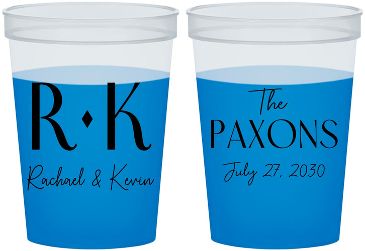 Custom Wedding 16 oz Color Changing Cups - Two Letter Monogram | 802