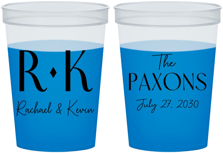 Custom Wedding 16 oz Color Changing Cups - Two Letter Monogram | 802