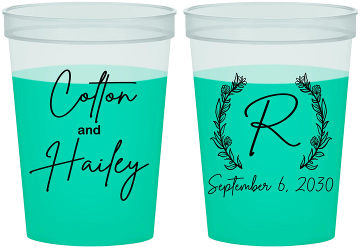 Custom Wedding 16 oz Color Changing Cups - Monogram | 803