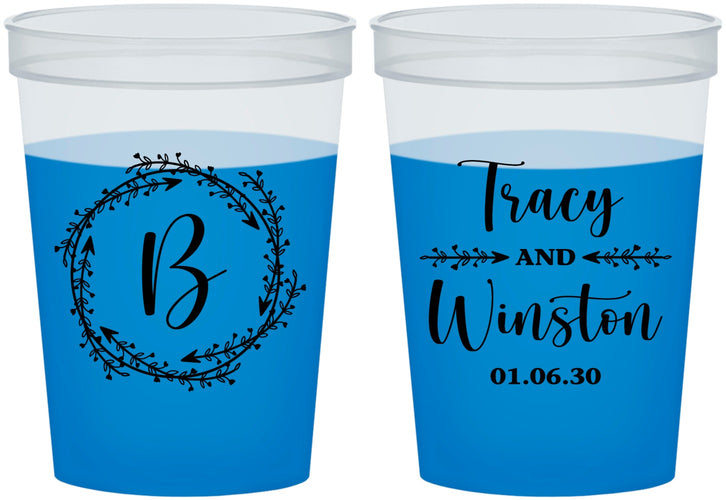 Custom Wedding 16 oz Color Changing Cups - Monogram | 804