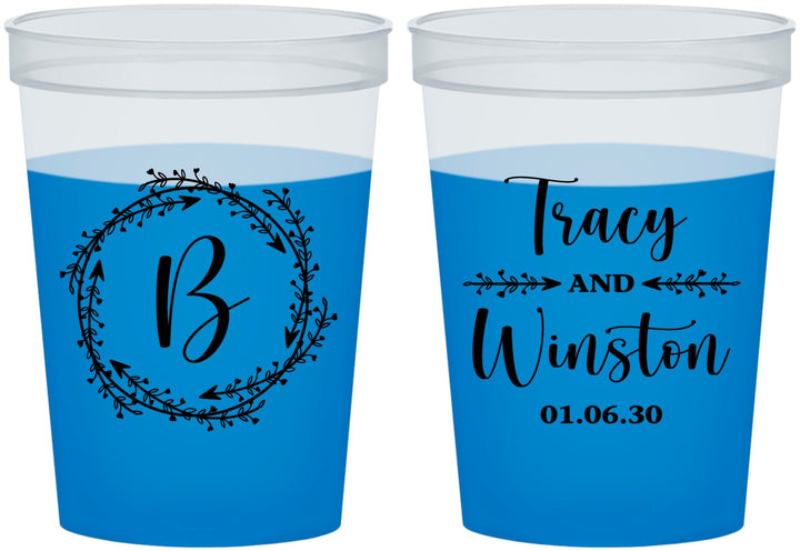 Custom Wedding 16 oz Color Changing Cups - Monogram | 804