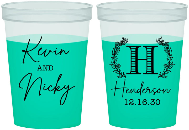 Custom Wedding 16 oz Color Changing Cups - Monogram | 805