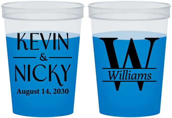 Custom Wedding 16 oz Color Changing Cups - Monogram | 806
