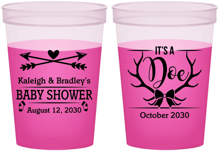 Custom Baby Shower 16 oz Color Changing Cups - It’s A Doe Antler | 90001