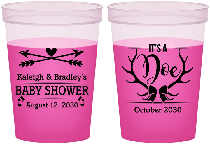 Custom Baby Shower 16 oz Color Changing Cups - It’s A Doe Antler | 90001