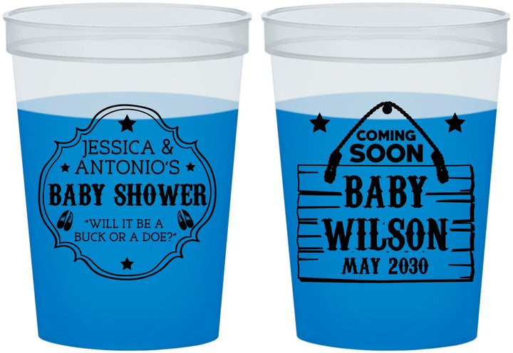 Custom Baby Shower 16 oz Color Changing Cups - Gender Reveal Buck Or Doe | 90002