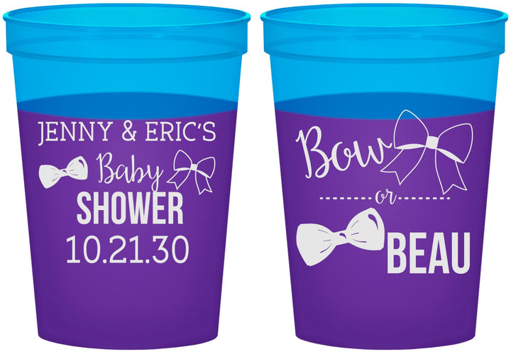 Custom Baby Shower 16 oz Color Changing Cups - Gender Reveal Bow Or Beau | 90004