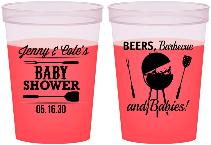 Custom Baby Shower 16 oz Color Changing Cups - Beers Bbq Babies | 90006
