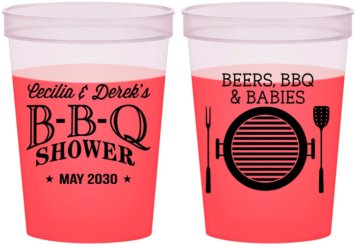 Custom Baby Shower 16 oz Color Changing Cups - Beers Bbq Babies | 90007