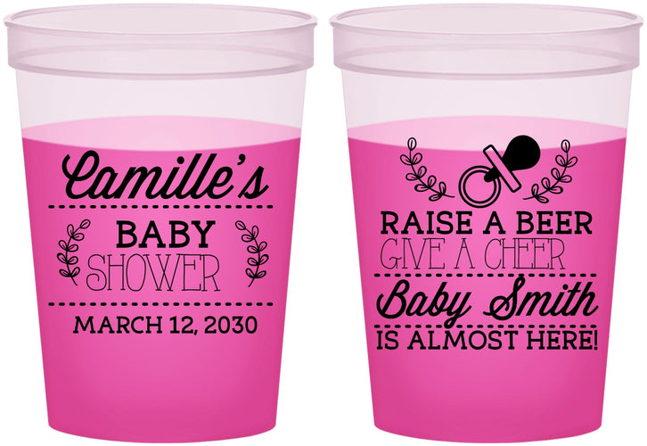 Custom Baby Shower 16 oz Color Changing Cups - Raise A Beer | 90008