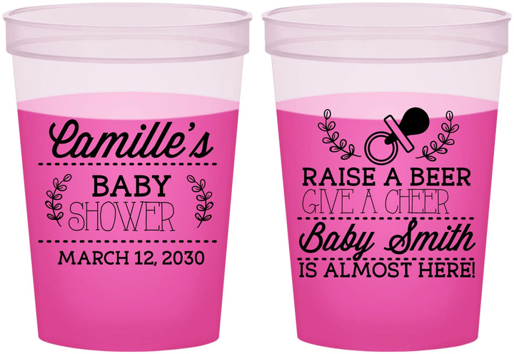 Custom Baby Shower 16 oz Color Changing Cups - Raise A Beer | 90008