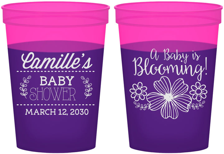 Custom Baby Shower 16 oz Color Changing Cups - Blooming | 90009