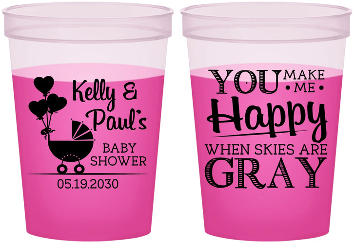 Custom Baby Shower 16 oz Color Changing Cups - You Make Me Happy | 90010