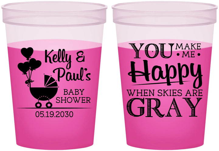 Custom Baby Shower 16 oz Color Changing Cups - You Make Me Happy | 90010