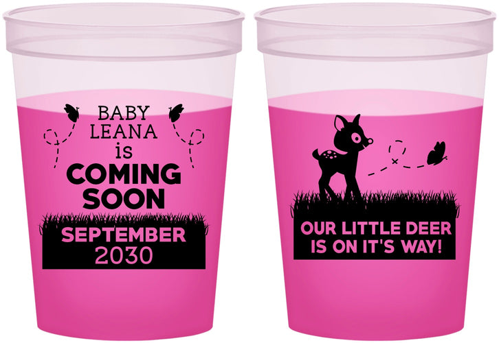 Custom Baby Shower 16 oz Color Changing Cups - Little Deer On The Way | 90011