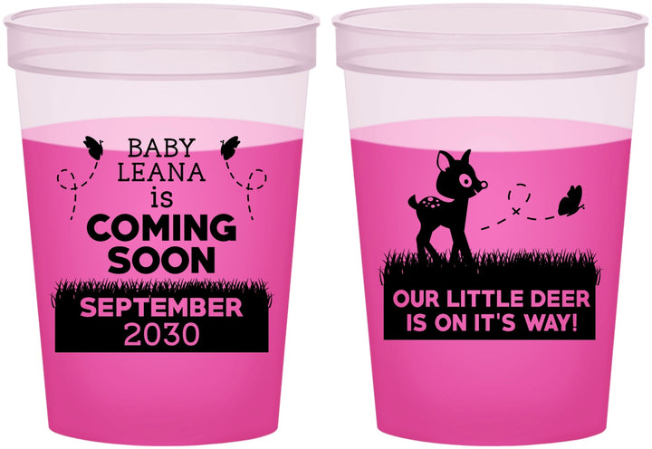 Custom Baby Shower 16 oz Color Changing Cups - Little Deer On The Way | 90011