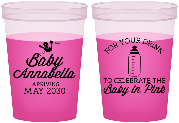 Custom Baby Shower 16 oz Color Changing Cups - Drink Baby In Pink | 90014