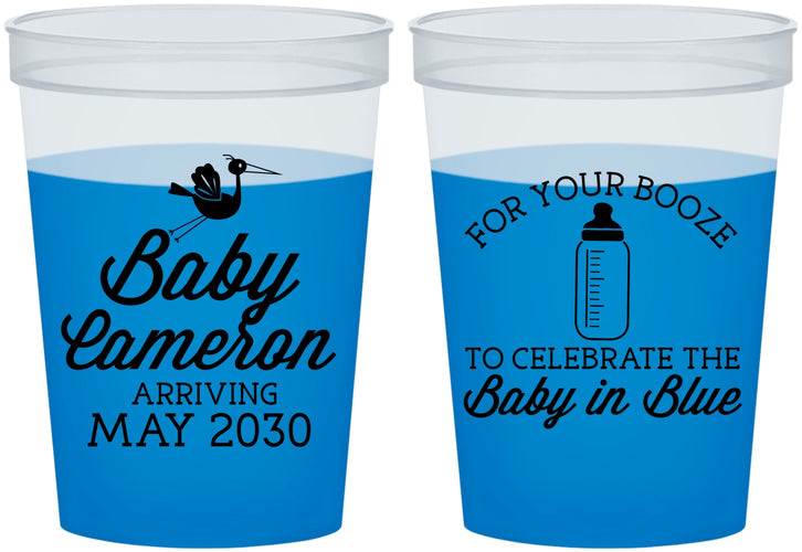 Custom Baby Shower 16 oz Color Changing Cups - Booze Baby In Blue | 90015