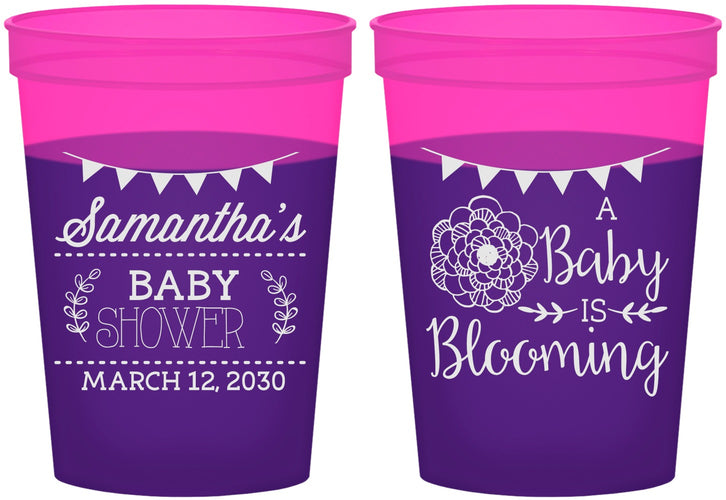 Custom Baby Shower 16 oz Color Changing Cups - Blooming | 90020