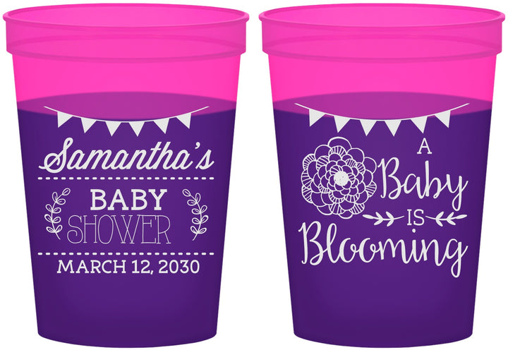Custom Baby Shower 16 oz Color Changing Cups - Blooming | 90020