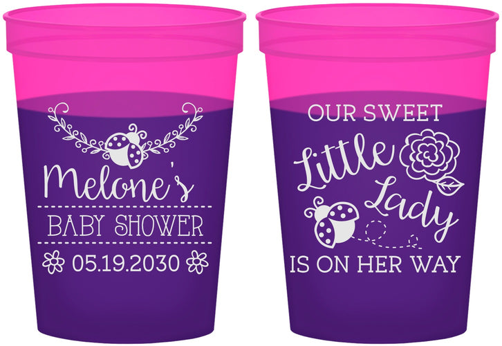 Custom Baby Shower 16 oz Color Changing Cups - Little Lady On The Way | 90021