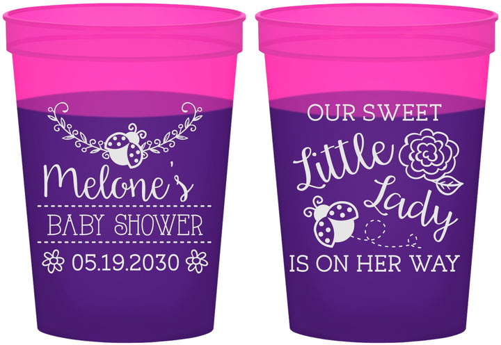Custom Baby Shower 16 oz Color Changing Cups - Little Lady On The Way | 90021