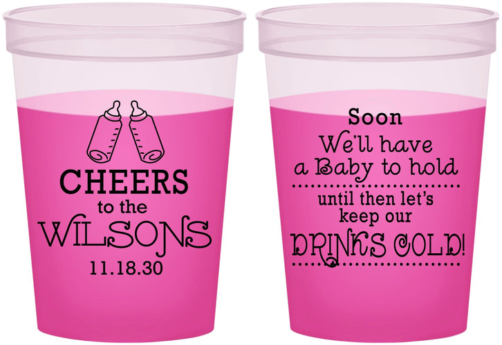 Custom Baby Shower 16 oz Color Changing Cups - Cheers Bottle | 90031