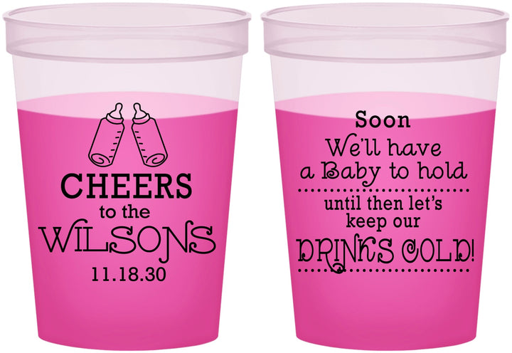 Custom Baby Shower 16 oz Color Changing Cups - Cheers Bottle | 90031