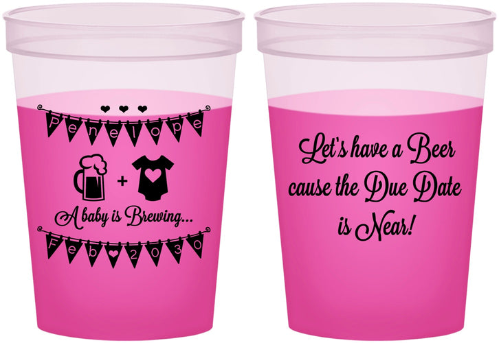 Custom Baby Shower 16 oz Color Changing Cups - Beer Due Date Is Near | 90032