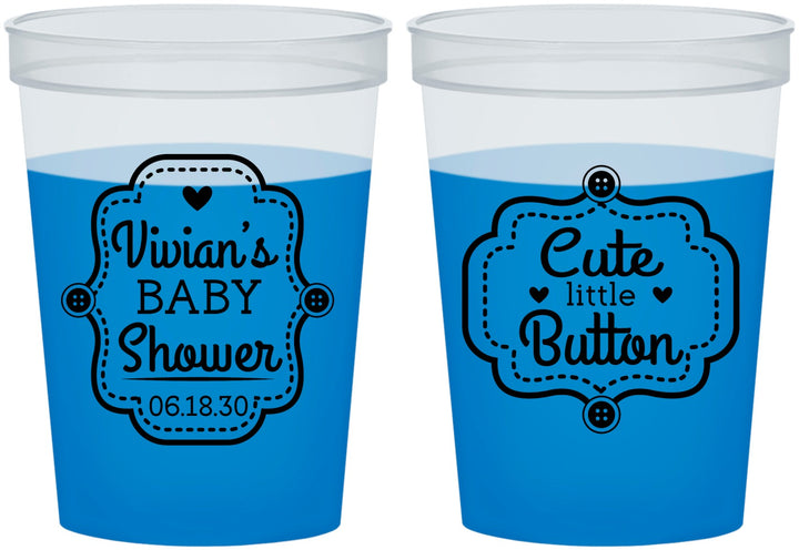 Custom Baby Shower 16 oz Color Changing Cups - Cute Little Button | 90035