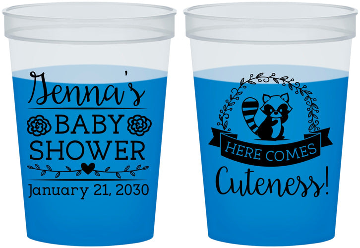 Custom Baby Shower 16 oz Color Changing Cups - Racoon Cuteness | 90037
