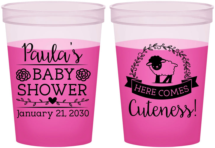 Custom Baby Shower 16 oz Color Changing Cups - Lamb Cuteness | 90038